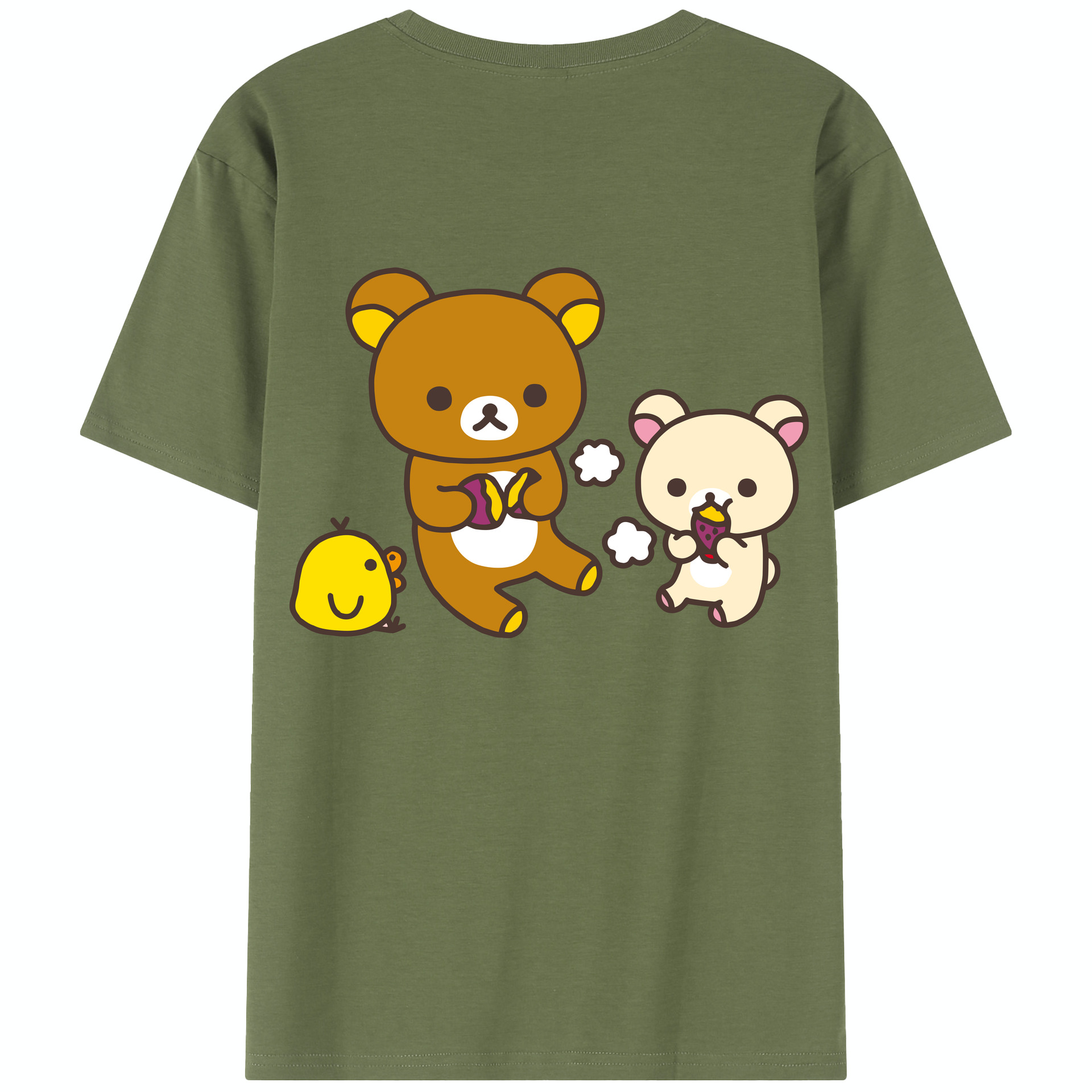 （画像用） リラックマ リラックマ キイロイトリ Rilakkuma Korilakkuma Kiiroitori 綿100％半袖Tシャツ（背面プリント）